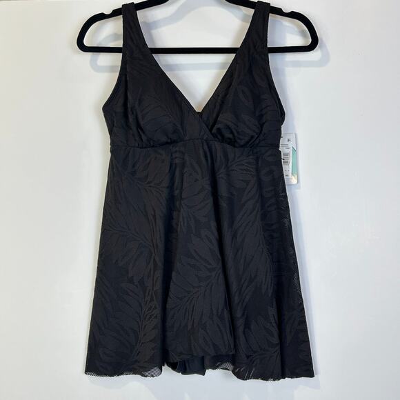 Swim Solutions Flyaway Swim Dress Black Bar III Open Front 8006294 Women's 8 NWT - Picture 3 of 10